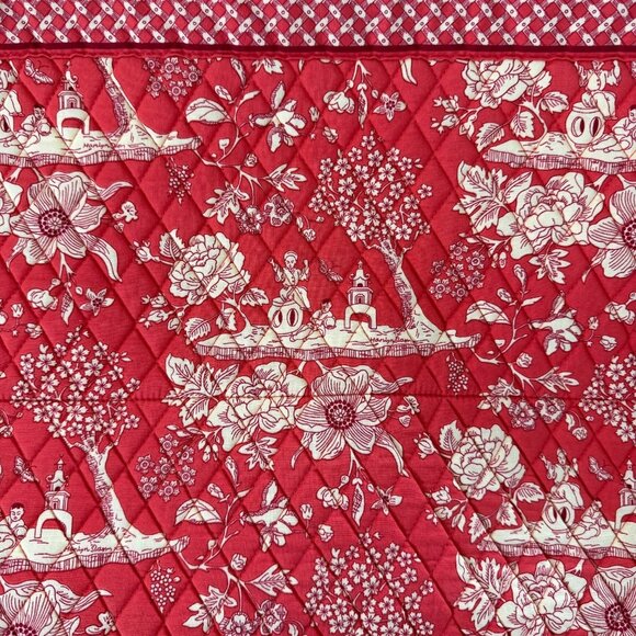 Vintage Country Provencal Asian Print Quilted Cotton Garment Bag Red 25" x 48" - Picture 9 of 11